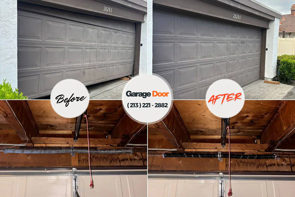 Before and after: garage door repair Belvedere Park, GA
